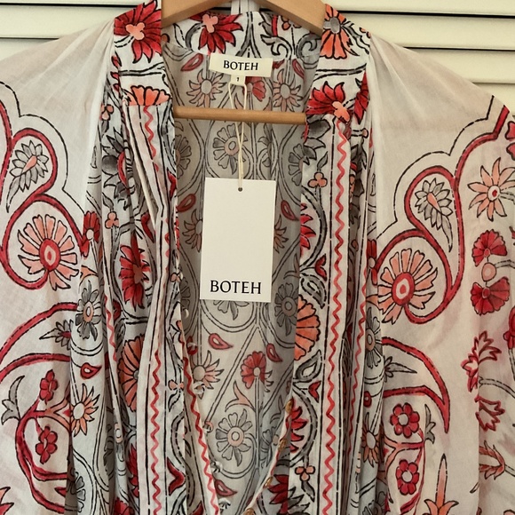 BOTEH Dahlia Wide Sleeve Maxi Dress Red/White Floral Small NWT - Picture 5 of 5